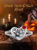 wholesale TOUPOP Sterling Silver Nightmare Rings For Women Jack And Sally Heart Ring With Red Zircon Jack Skellington Skull Jewelry Christmas Gifts For Women -0-1