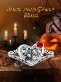 TOUPOP Sterling Silver Red Zircon Jack Skellington Nightmare Ring-0-1