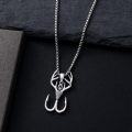 wholesale 925 Sterling Silver Deer Antlers & Fishing Hooks Mens Pendant Necklaces with Duck Charm  for Dad Husband Boyfriend BF-0-3