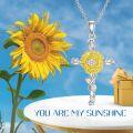 wholesale TOUPOP Sunflower Cross Necklace For Women 925 Sterling Silver You Are My Sunshine Dainty Sunflower Pendant Necklace Birthday Jewelry Gifts For Women -0-1