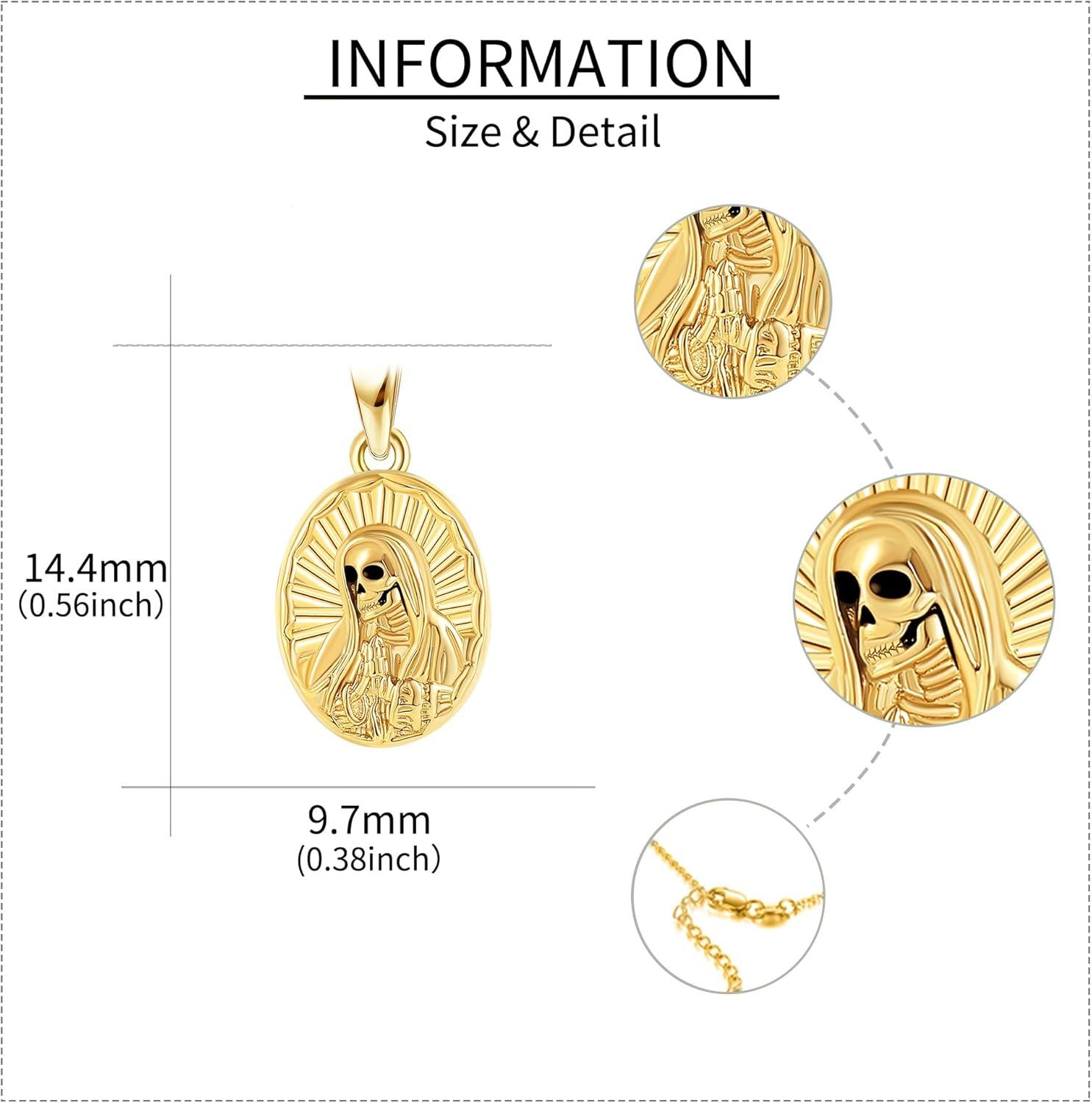 14K Gold Religious Necklace Dainty Solid Gold Protect Jewelry Gift for Women Valentine Christmas Mothers Day-0-4