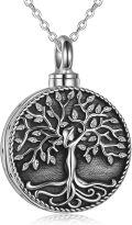 wholesale 925 Sterling Silver Tree of Life Cremation Urn Pendant Necklace with Ash Holder and Photo Lockets for Men & Women-0-0