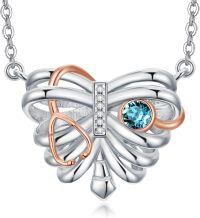 wholesale Sterling Silver 12 Birthstones Doctor Nurse Necklace Stethoscope Rib Cage Pendant Medical Skull Jewelry for Women-01-12-Rib Cage Stethoscope-Dec.