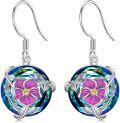 wholesale 925 Sterling Silver Blue Lotus Crystal Drop Earrings for Women-0-0