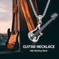 wholesale 925 Sterling Silver Electric Guitar Pendant Necklace Punk Rock Music Jewelry for Women and Men-0-4