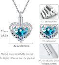 wholesale 925 Sterling Silver Heart-Shaped Blue Crystal Keepsake Urn Jewelry with Swans and Funnel Set - Memorial Ashes Holder Necklace for Women-0-3