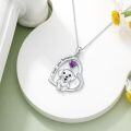 wholesale 925 Sterling Silver Birthstone Dog Heart Necklace Puppy Gift for Women-0-2
