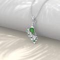 wholesale 925 Sterling Silver Green Jade and Emerald Peacock Pendant Necklace-0-1