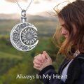wholesale 925 Sterling Silver Crescent Moon Sunflower Urn Necklace Oxidized Cremation Memorial Ash Pendant-0-5