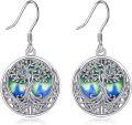 wholesale 925 Sterling Silver Celtic Tree Of Life Abalone Shell Drop Earrings-0-0