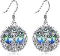 wholesale 925 Sterling Silver Celtic Tree Of Life Abalone Shell Drop Earrings-B-Enamel