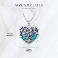 wholesale 925 Sterling Silver Heart-Shaped Blue and Green Enamel Tree of Life Pendant Necklace for Women & Girls - Family Love s-0-4