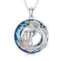 TOUPOP Sterling Silver Blue Crystal Elephant Necklace For Women-0-0
