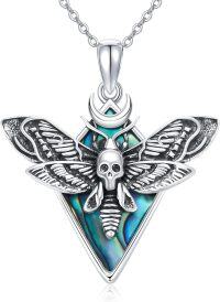 wholesale 925 Sterling Silver Abalone Shell Butterfly Skull Moon Triangle Pendant Necklace s for Women Girls-moth