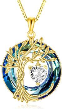 wholesale Sterling Silver Crystal Tree of Life Necklace for Women with Birthstone-04-Apri-CZ