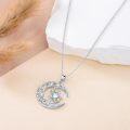 wholesale 925 Silver & Moonstone Islamic Star and Crescent Moon Pendant Necklace for Women-0-2