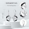 wholesale 925 Sterling Silver Phoenix Bird Drop Earrings with Black Crystal Accents-0-1