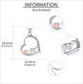 wholesale 925 Sterling Silver Love You Forever Heart Pendant with Pink and White Bear Necklaces for Women Girls-0-4