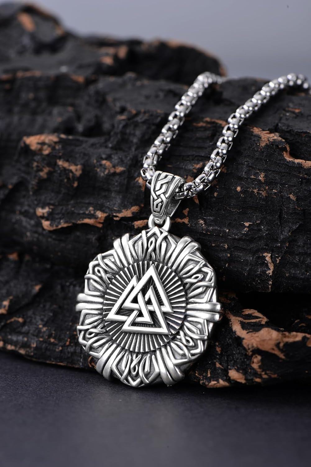 wholesale 925 Sterling Silver Tree of Life Pendant Norse Jewelry for Men with Stainless Steel Chain-0-4
