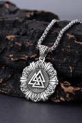 wholesale 925 Sterling Silver Valknut Pendant Nordic Amulet Mens Chain Necklace -0-3