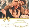 wholesale 925 Sterling Silver Plated Gold 14k Yellow Gold Cubic Zirconia Infinity Heart Charm Bracelet for Women Valentines Day s-0-2