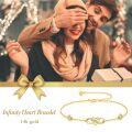 wholesale 925 Sterling Silver Plated Gold 14k Yellow Gold Cubic Zirconia Infinity Heart Charm Bracelet for Women Valentines Day s-0-2