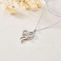 wholesale 925 Sterling Silver Rose Gold Heart Mom Pendant Necklace Cubic Zirconia For Women-0-2