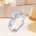 TOUPOP Sterling Silver Moissanite Heart Cut Infinity Eternity Ring-0-5