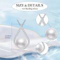 wholesale Sterling Silver 10mm Freshwater Cultured Pearl & Moissanite Elegant Round Pearl Necklace for Women, Adjustable Chain, Gift for Her-0-5