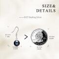 wholesale 925 Sterling Silver Black Pearl Dangle Earring Drops for Women Gift Set-0-4