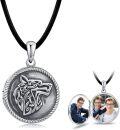wholesale 925 Sterling Silver Wolf Locket Necklace with Picture Holder Vintage Oxidized Viking Celtic Pendant s for Men Women-0-0