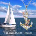 wholesale 925 Sterling Silver Nautical Anchor & Starfish Pendant Necklace w/ Rope Accents-0-4