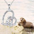 wholesale 925 Sterling Silver Otter Love You Forever Heart Pendant Necklace for Women Girls Gifts-0-5