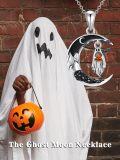 wholesale 925 Sterling Silver Halloween Ghost Pumpkin Moon Necklace Pendant-0-5