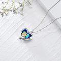 wholesale S925 Sterling Silver & Blue Crystal Heart Necklace for Mom, 2 Daughters - 18 Chains, Hypoallergenic, 14K Gold Plated Gift for Women-0-2