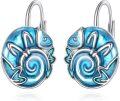 wholesale 925 Sterling Silver Blue Enamel Fish Drop Dangle Earrings for Women-0-0