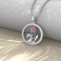 wholesale 925 Sterling Silver Bunny Flower Pendant Necklace for Women Gifts-0-2