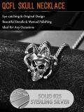 wholesale 925 Sterling Silver Jester Skull Pendant Necklace for Men - Gothic-0-3