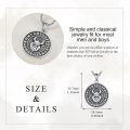 wholesale 925 Sterling Silver Nordic Viking Warrior Head with Runes and Spiral Dove Pendant Necklace-0-1