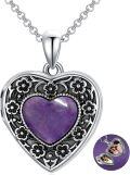 wholesale 925 Sterling Silver Blue Crystal Heart Locket Necklace for Women - Always in My Heart-0-10