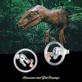 wholesale 925 Sterling Silver Dinosaur Girl Stud Hoop Earrings-0-4