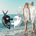 wholesale 925 Sterling Silver Puzzle Heart Necklaces - Her King & His Queen Couples Gift Set-0-1
