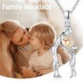 wholesale 925 Sterling Silver Mother and Child Heart Pendant Necklace for Women-0-5