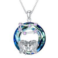 wholesale 925 Sterling Silver Zodiac Necklace with 12 Constellations Horoscope Heart Pendant for Women-02-Gemini Necklace(05.21-06.21)-02-Gemini Necklace(05.21-06.21)