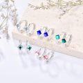 wholesale 925 Sterling Silver Crystal Square Hoop Earrings for Women Men Birthstone Huggie Fashion Jewelry-0-2