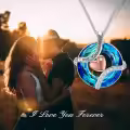 TOUPOP Sterling Silver Blue Crystal Forever Love Heart Pendant Necklace-0-1