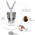 wholesale 925 Sterling Silver Angel Wings Cross Urn Necklace for Ashes Men Women Cremation Memorial Jewelry Keepsake -0-3