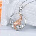 wholesale 925 Sterling Silver Rose Gold Plated Highland Cow Landscape Pendant Necklace for Women and Girls-0-2