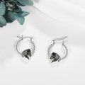 wholesale 925 Sterling Silver Black Enamel Horse Head Hoop Earrings for Women Girls Mothers Day Gift 43mm Diameter-0-2