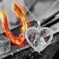 wholesale 925 Sterling Silver Heart-Shaped Horse Pendant Necklace  for Women and Girls-0-0